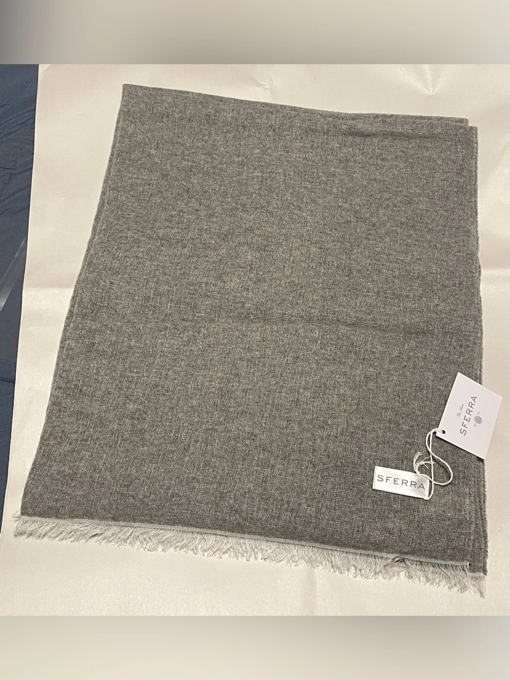 SFERRA Monterosa Grey Cashmere Wool Blend Soft Throw 13x79” Italy NEW $450